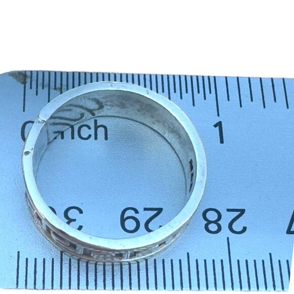 Vintage Sterling Silver Greek Key Pattern Ring Stamped 925 Size 8 - Picture 6 of 8